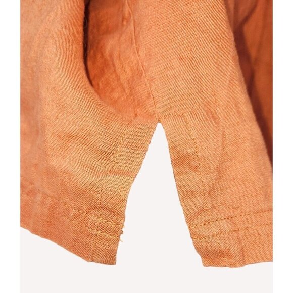 Joseph & Feiss Mens Sz L Linen Button Up Shirt Shirts Short Sleeve Rust Brown - Picture 4 of 9